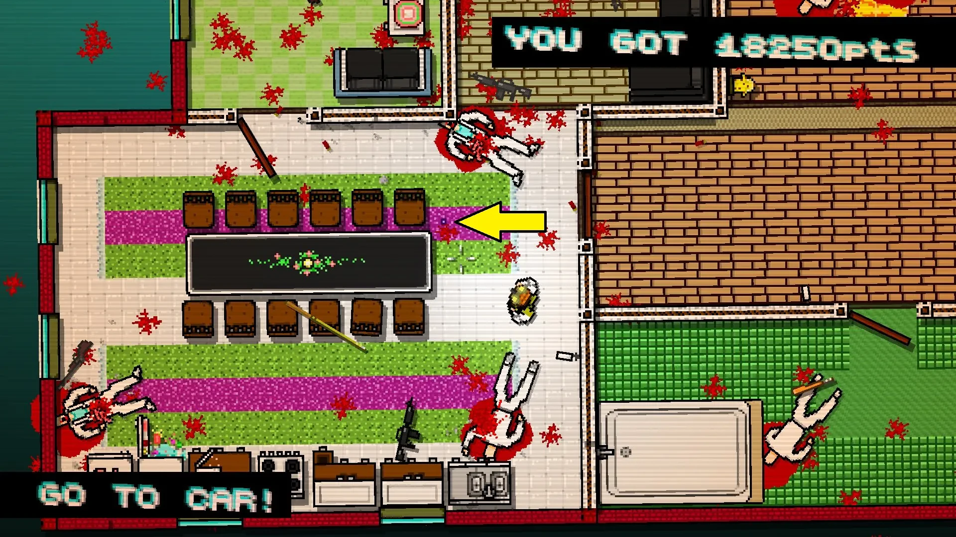 Hotline Miami screenshot showing the player standing near a puzzle piece