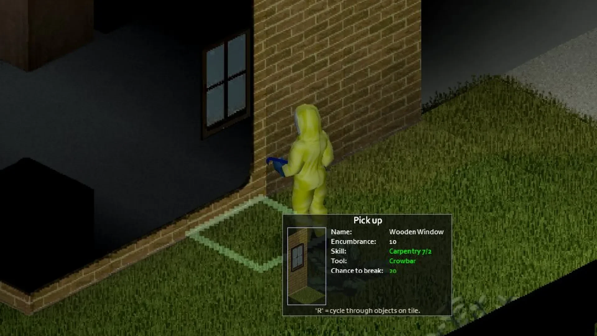 Project Zomboid player grabbing a window